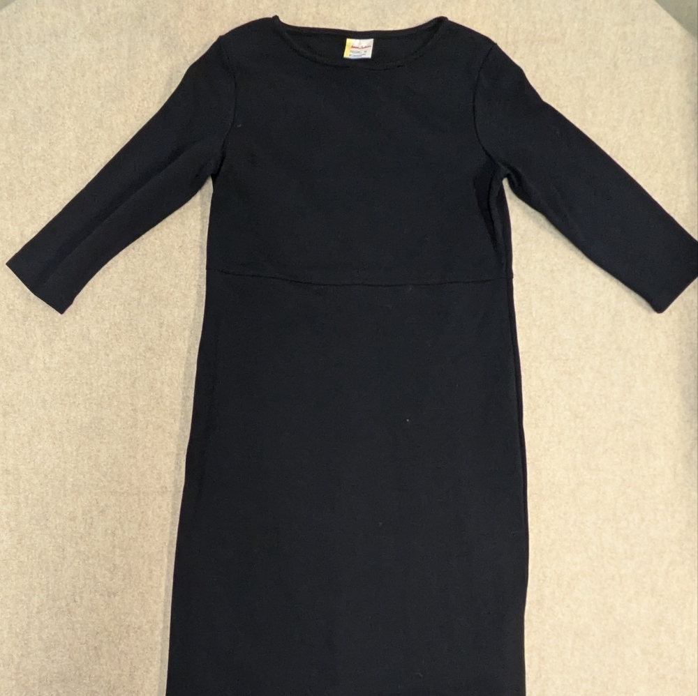 Hanna Andersson Classic Black 3/4 Sleeves Pencil Dress With Boat Neckline Sz Med - Picture 3 of 9